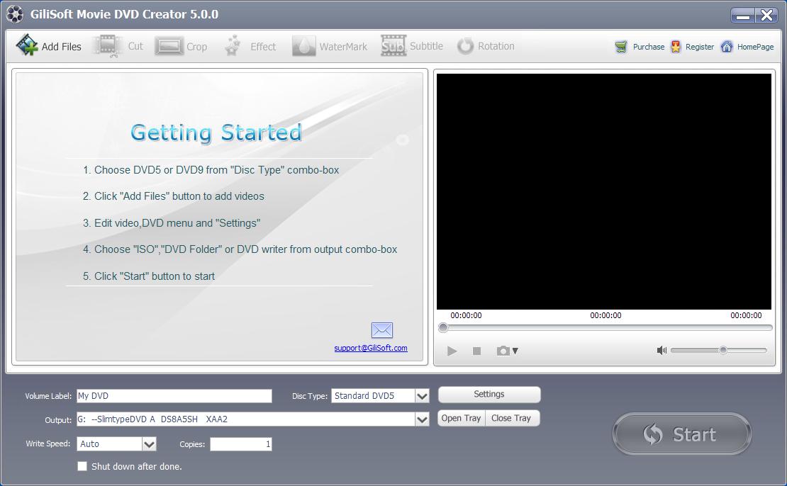 GiliSoft Movie DVD Creator 6.0.0 software screenshot