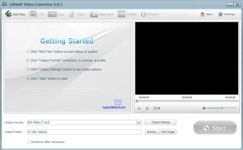 GiliSoft Video Converter 10.0.0 software screenshot