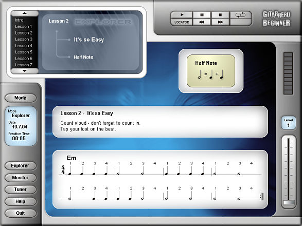 Gitarrero Beginner 1.1 software screenshot