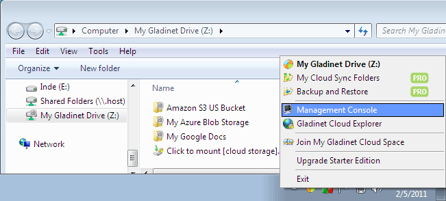 Gladinet Cloud Desktop 4.0.982.22207 software screenshot