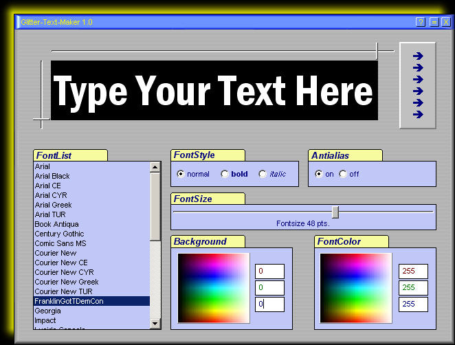 GlitterText Maker 1.0 software screenshot