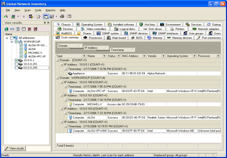 Global Network Inventory 2.2 software screenshot