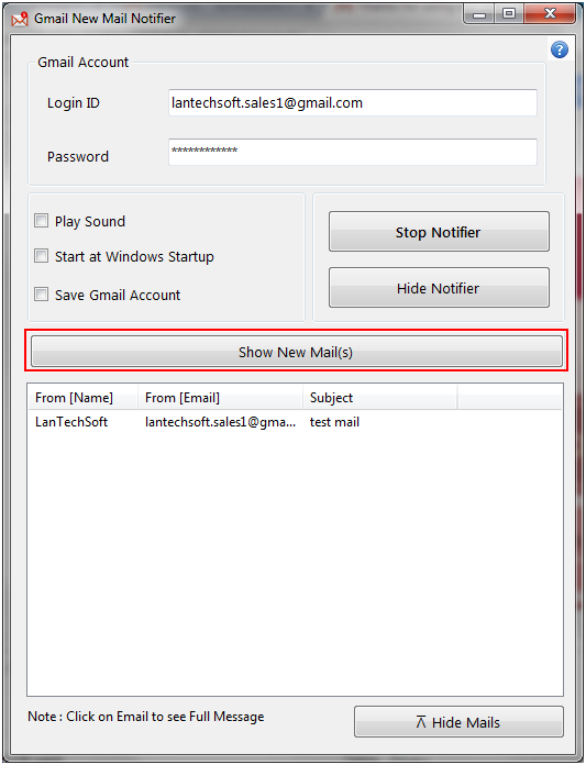 Gmail New Mail Alarm 2.5.0.11 software screenshot
