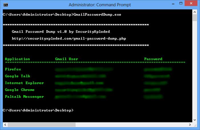 Gmail Password Dump 4.0 software screenshot