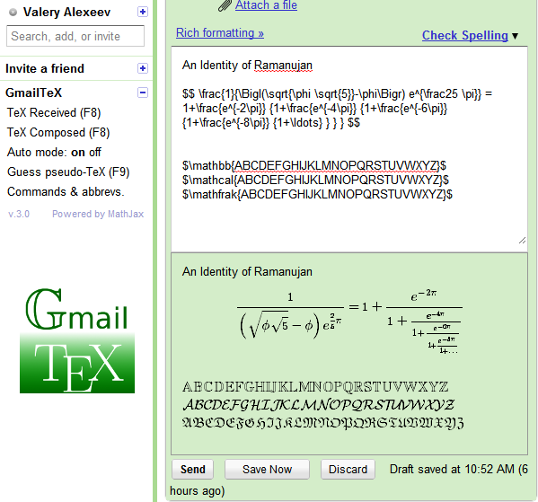 GmailTeX for Safari 3.2.1 software screenshot