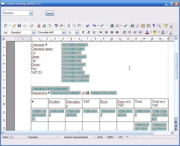 GnuAccounting 0.8.8 software screenshot