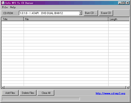 GoGo MP3 to CD Burner 1.01 software screenshot