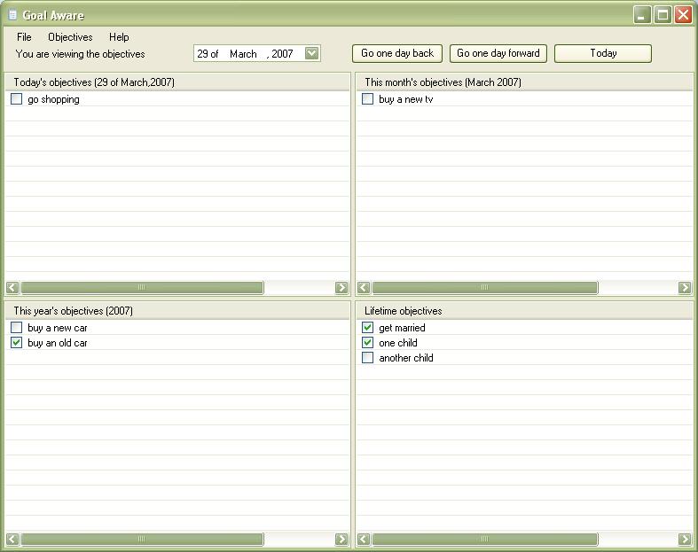 Goal Aware 2007 1.0 software screenshot