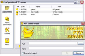 Golden FTP server 4.30 software screenshot