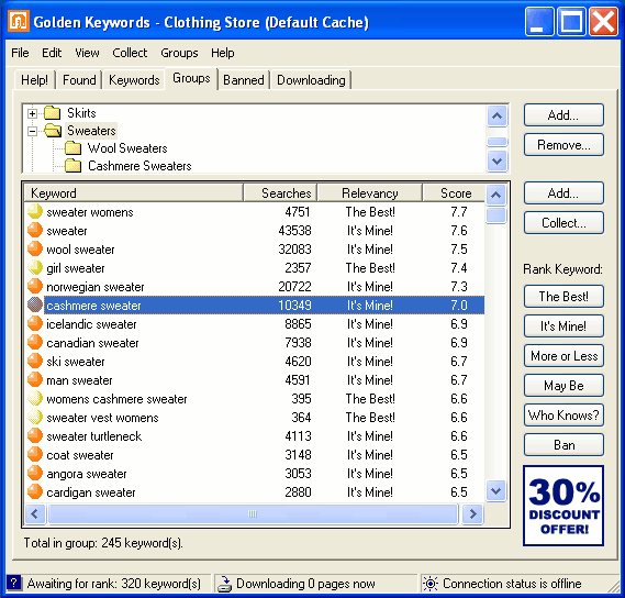 Golden Keywords beta 3.01 software screenshot