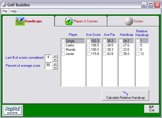 Golf Buddies 1.0 software screenshot
