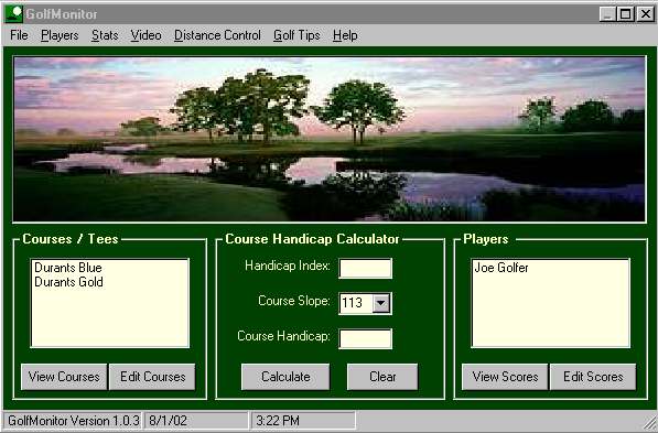 GolfMonitor 1.0.4 software screenshot