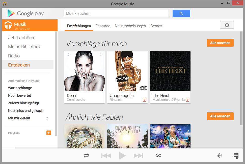 Google Music 0.1.1 software screenshot