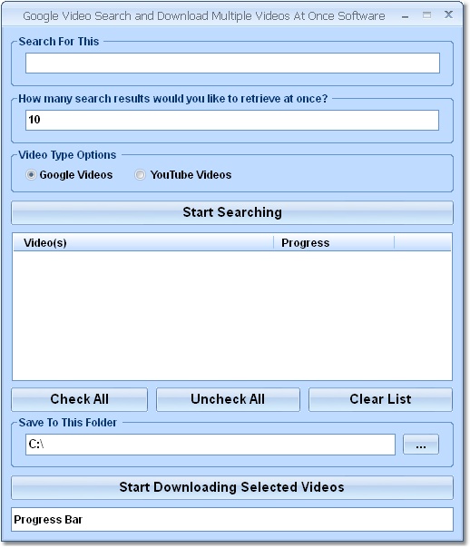 Google Video Search and Download Multiple Videos At Once Software 7.0 software screenshot