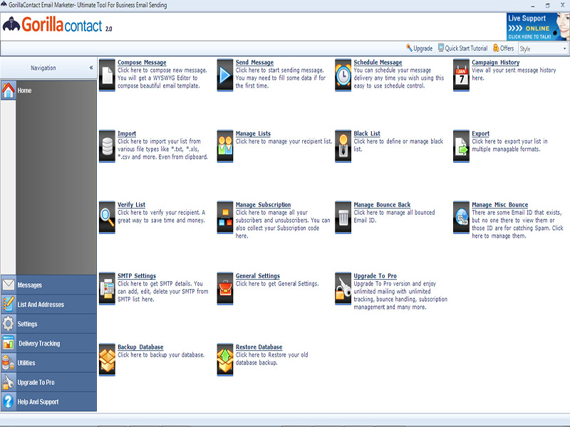GorillaContact Email Marketer 2.0 software screenshot