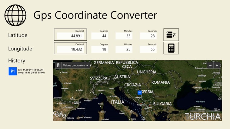 Gps Coordinate Converter for Windows 8 1.2.0.0 software screenshot