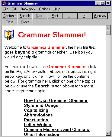 Grammar Slammer 4.2 software screenshot