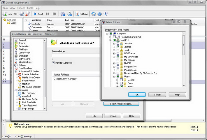 GrandBackup Personal 1.2 software screenshot