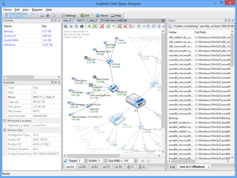 GraphVu Disk Space Analyzer 1.6 software screenshot