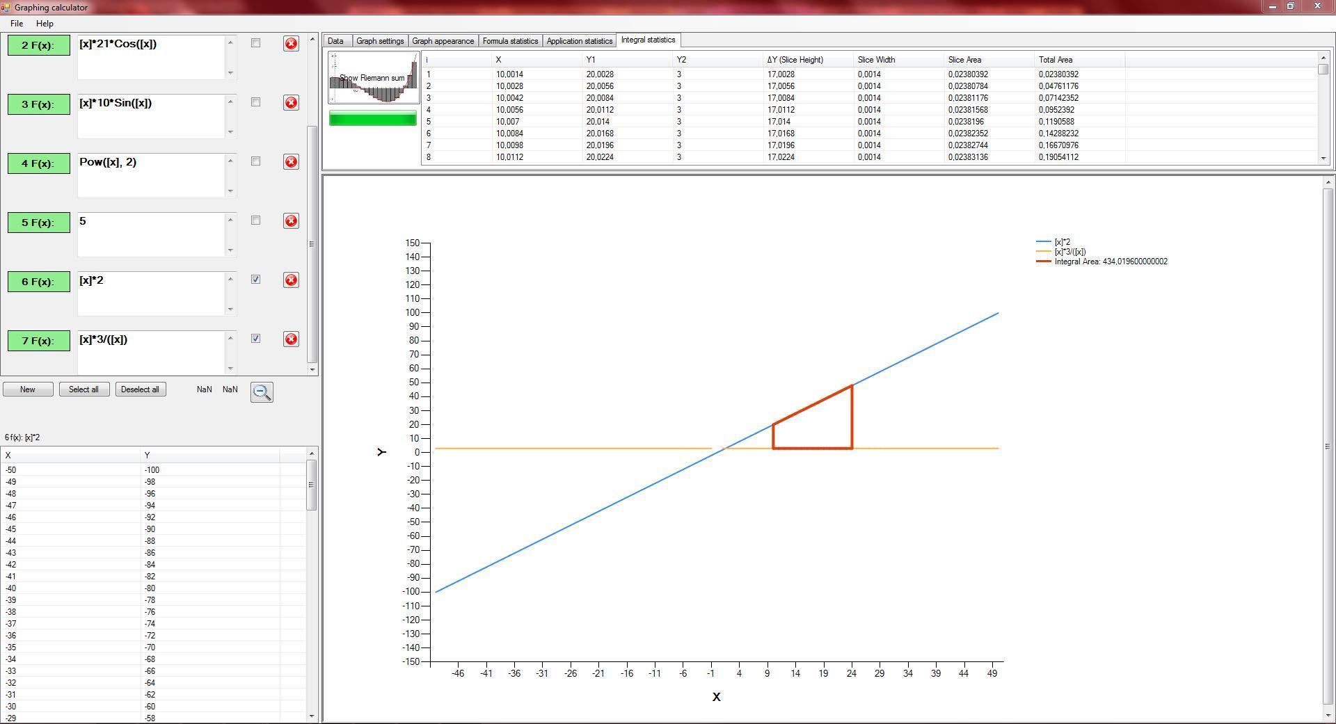 Graphing calculator 1.0 software screenshot