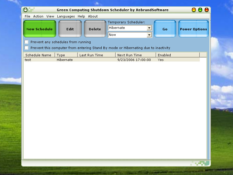 Green Computing Shutdown Scheduler 1.1 software screenshot