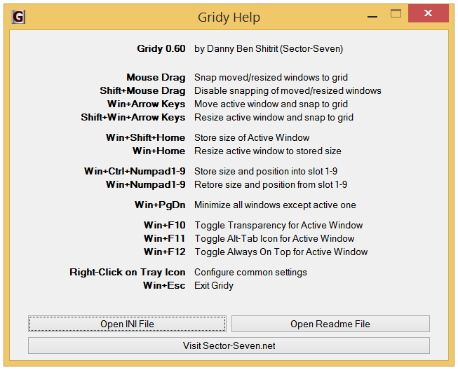Gridy 0.61 software screenshot