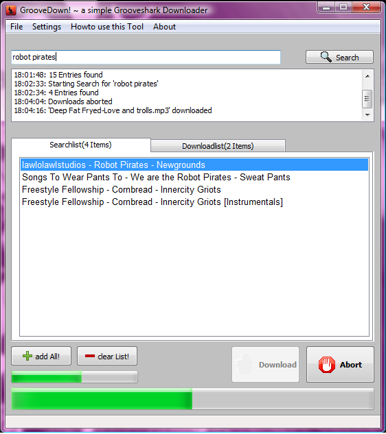 GrooveDown 0.9 software screenshot