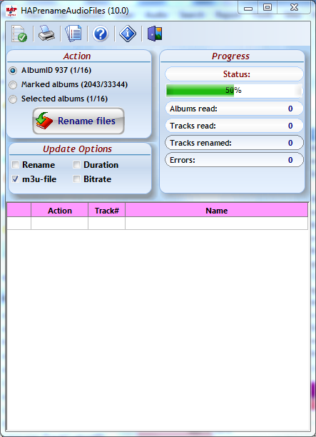HAPrenameAudioFiles 10.11 software screenshot