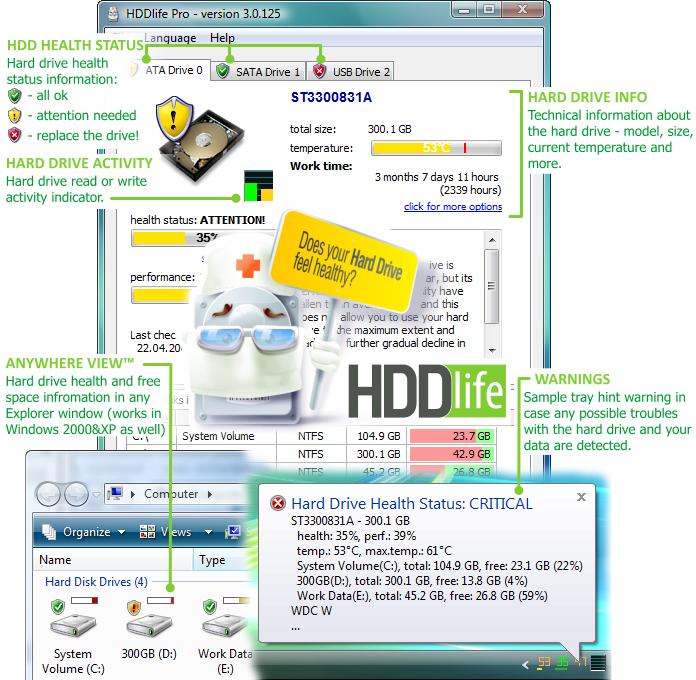 HDDlife for Notebooks 4.2.204 software screenshot