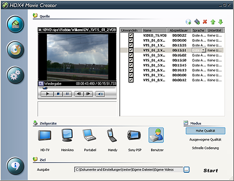 HDX4 Movie Creator 1.6.2.318 software screenshot