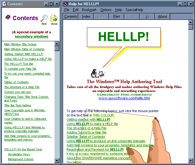 HELLLP! WinHelp Author Tool for WinWord 3.2 software screenshot