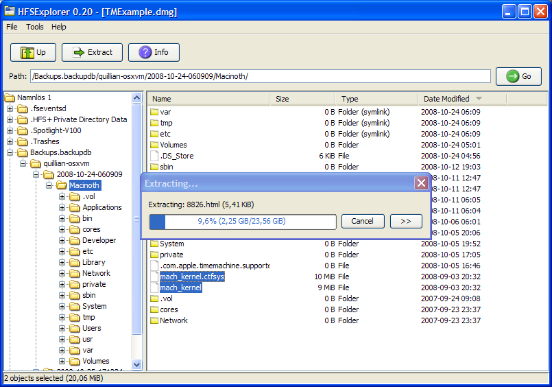 HFSExplorer 0.21 Build 1081 software screenshot