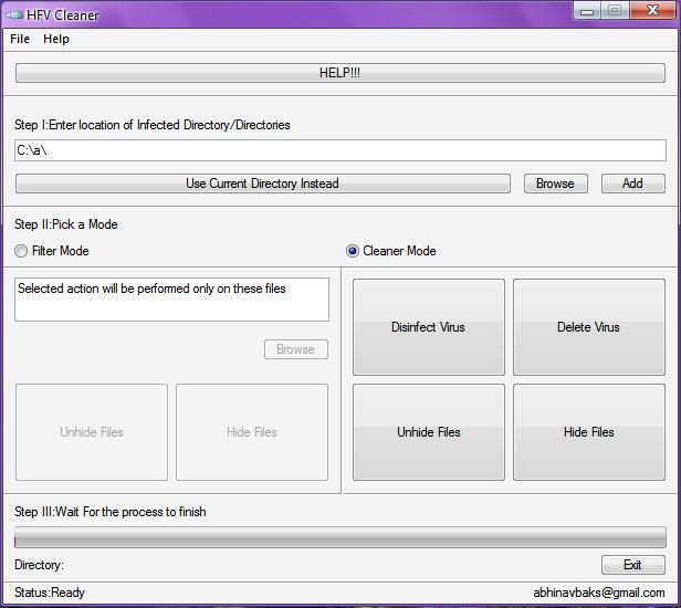 HFV Cleaner 2.1 software screenshot