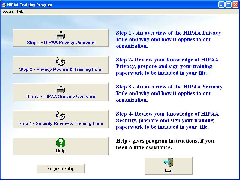 HIPAA Training Program 5.2 software screenshot