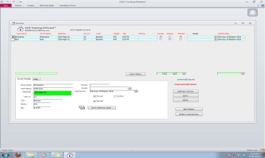 HOA Tracking Database 2.3.3 software screenshot