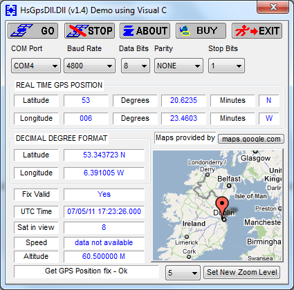 HS GPSDLL Library 1.4 software screenshot