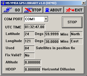 HS NMEA GPS C Source Library 1.0 software screenshot