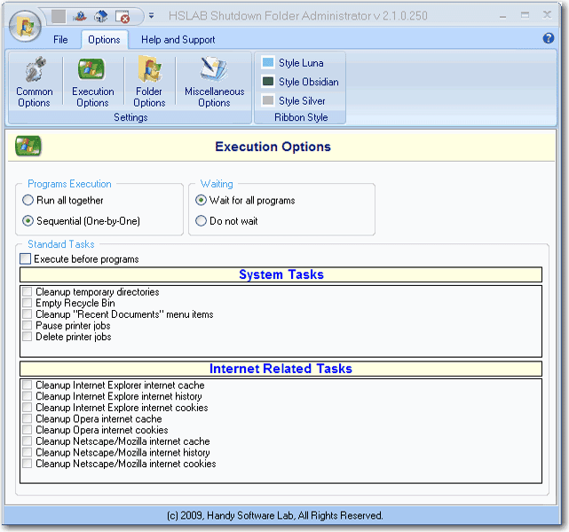 HSLAB Free Shutdown Folder 2.0.3 software screenshot