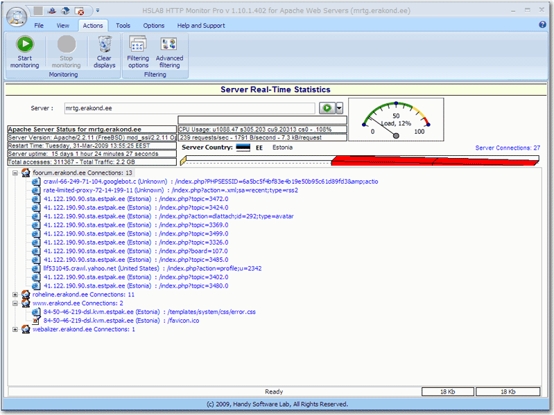 HSLAB HTTP Monitor Lite 1.9.4.1 software screenshot