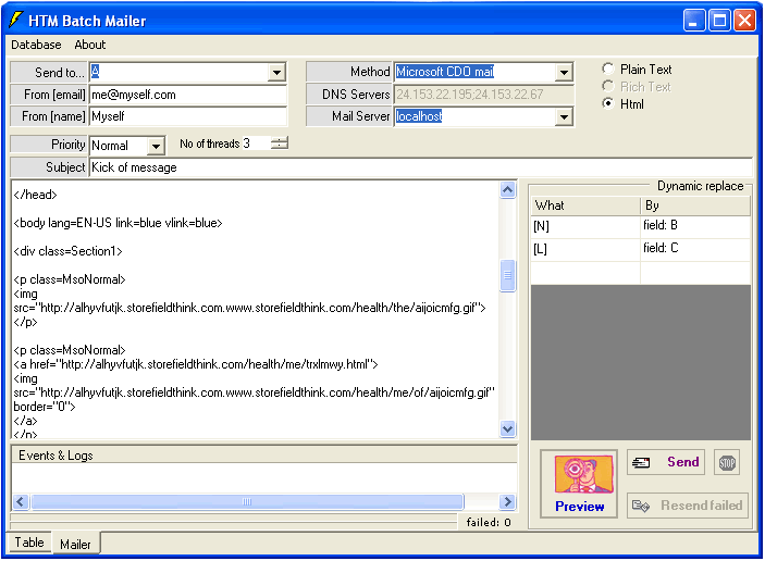 HTM Batch Mailer 1.3.0.0 software screenshot