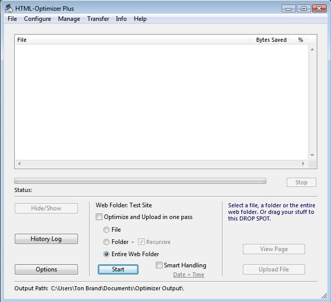 HTML-Optimizer Plus 2.5.4 software screenshot