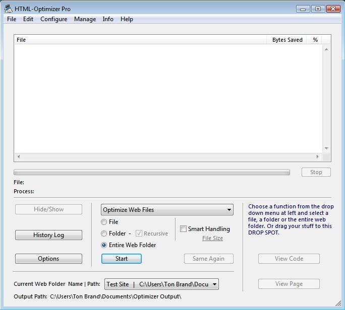 HTML-Optimizer Pro 5.12.2 software screenshot