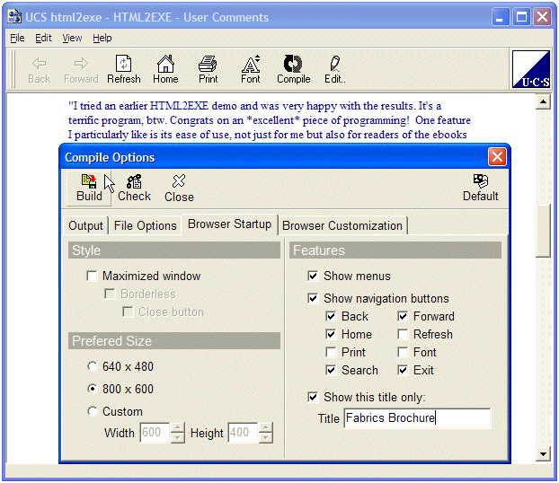 HTML2EXE 2.2 software screenshot