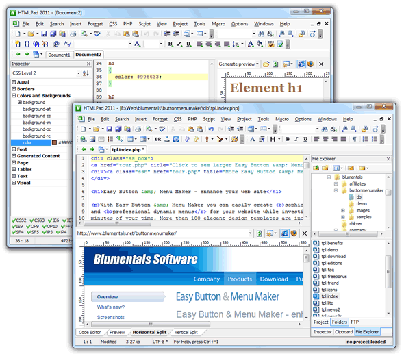 HTMLPad 2011 11.0 software screenshot