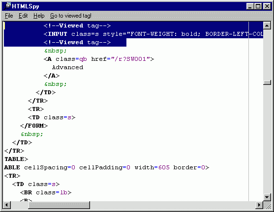 HTMLSpy 1.04 software screenshot