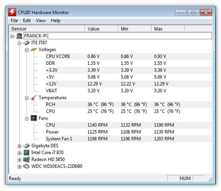 HWMonitor 1.31.0 software screenshot