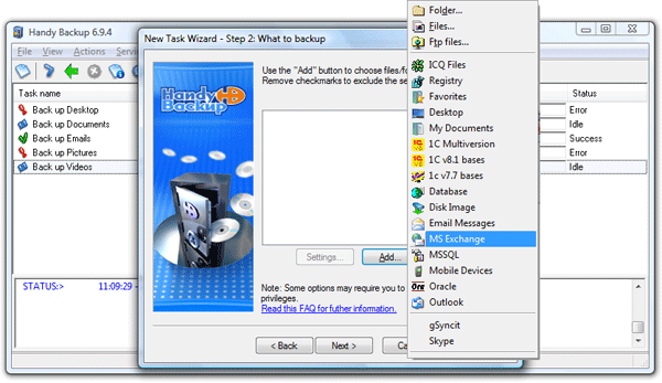 Handy Backup Full 6.9.4 software screenshot