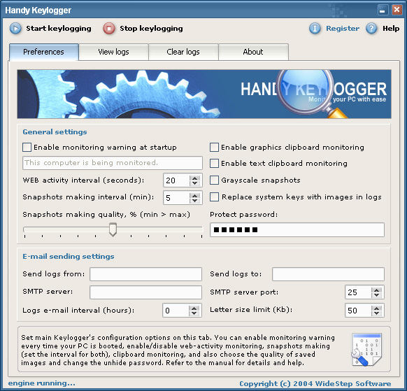 Handy Keylogger 4.1 software screenshot