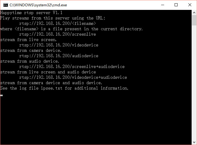 Happytime RTSP Server 1.8 software screenshot