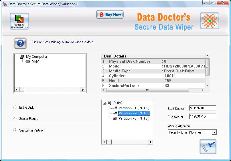 Hard Disk Data Eraser 3.0.1.5 software screenshot